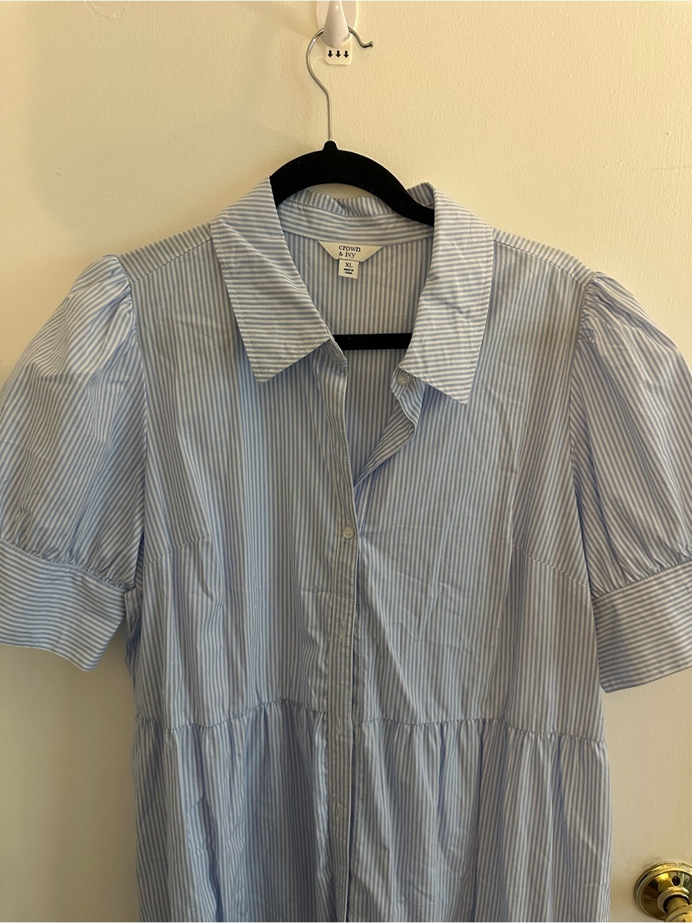 crown & ivy Blue and White Striped Button-Up Shirt - Picture 2 of 5